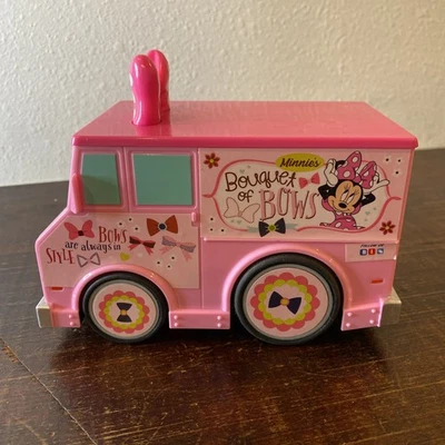Disney Minnie Mouse розовый игрушечный фургон с бантом уведомления о бантах Push & Go работает - Изображение 1 из 4
