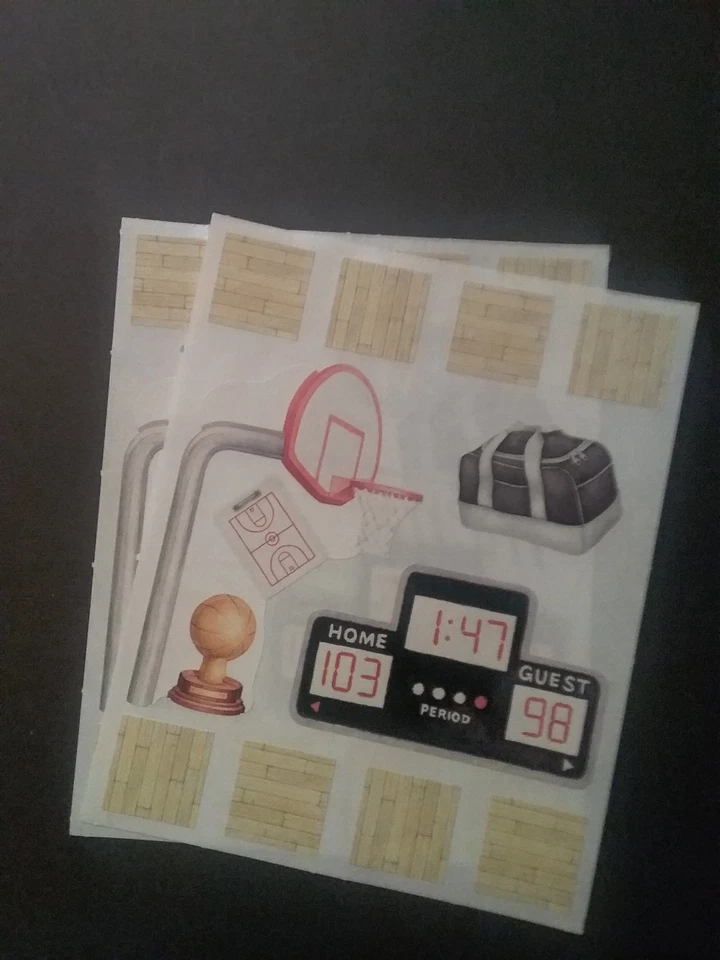 Creative Memories ~ Block Stickers ~ 4" x 5" ~  Basketball ~ Lot of Two - Image 1 of 1