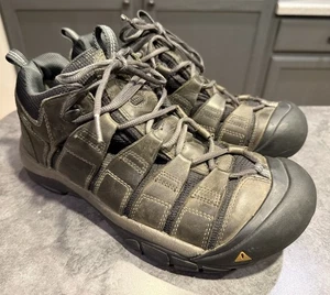 KEEN Hombres 10.5 EE. UU. 45 UE Gris Cuero Con Cordones Senderismo Trail Zapatos Impermeables Secos - Imagen 1 de 10