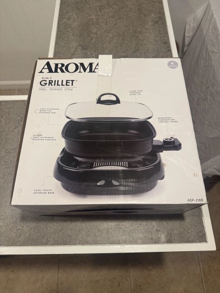 Parrilla Aroma 3 en 1 ASP-218B 4 cuartos nueva Foto 1 de 2