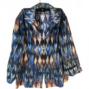 Chicos abstract Aztec metallic art to wear blazer coat linen cotton size xl - Picture 1 of 6