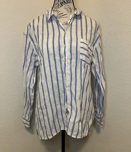J. Jill Love Linen Women’s Button Down Blouse Long Sleeve Size Petite Medium - Picture 1 of 13