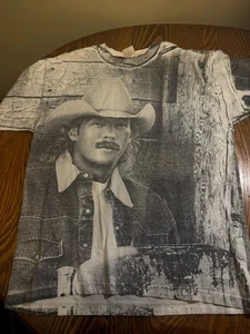 VTG Alan Jackson AOP Shirt Country Music Sz XL Double Sided USA Made Black White - Picture 1 of 4