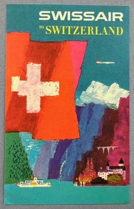 Swissair Vintage Original Airline Luggage Label Poster Style Switzerland - Picture 1 of 2