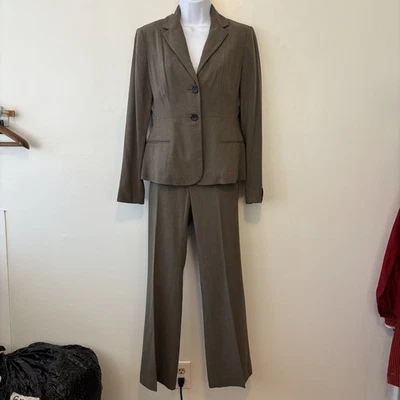 Banana Republic Factory 2 Piezas Traje Chaqueta Pantalones 2 4P Marrón Pin Rayas Pequeño Foto 1 de 4