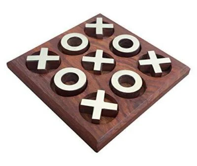 Wooden Tic Tac Toe Tak/ Noughts and Crosses Pedagogical Board Brain Teaser Games - Image 1 of 4