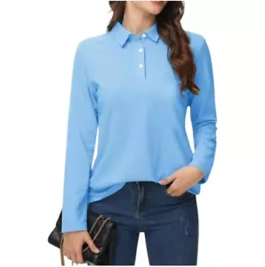 ADIDAS CLIMACOOL Womens Long Sleeve Royal Blue Polo Shirt Golf UV+ Size XL - Picture 1 of 9