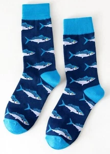 Para hombre mujer pescado azul (par) calcetines divertidos novedosos regalo talla única 6-11 - Imagen 1 de 4