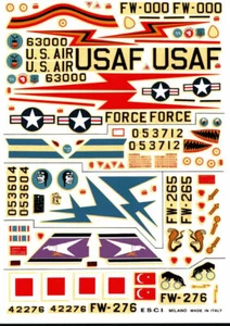 ESCI 1:72 SCALE DECALS N.91 NAA F-100 SUPER SABRE HUN USAF NATO VIETNAM TURKISH - Picture 1 of 2