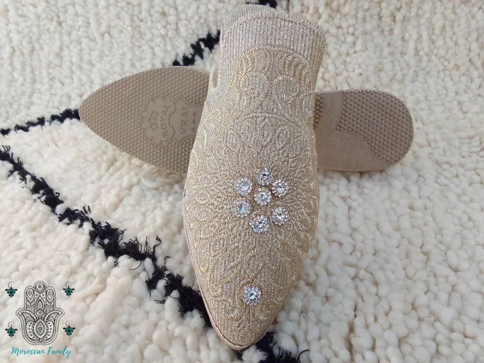 Moroccan babouche Moroccan mules women slippers embroidered slip ons - Image 1 of 4