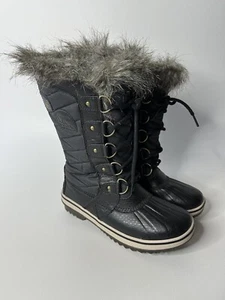 Sorel Youth Joan Of Arctic Black Waterproof Winter Boots Girls’ Size 5Y 7W - Picture 1 of 6