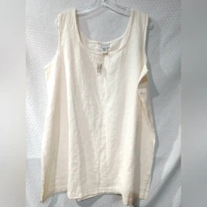 NEW NOS Avenue Cotton Tank Top Shirt Creamy Ivory White Women's Plus Size 22 24 - Picture 1 of 6