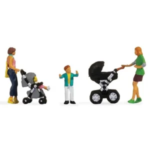Walthers 949-6083 Mothers with Children - 2 Moms / 2 Kids / 2 Strollers HO Scale - Picture 1 of 1