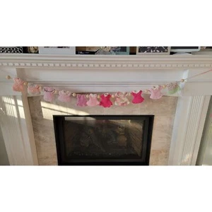 Handmade Crochet Dresses Garland w Wooden Beads for Baby Shower, Girls Room - Picture 1 of 5