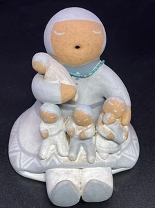 Stella Teller Isleta Pueblo Pottery Storyteller 5 Children Signed Turq. Necklace - Picture 1 of 10