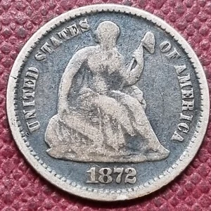 1872 Seated Liberty Half Dime 5c Silver Nicely Circulated #91733 - Picture 1 of 2