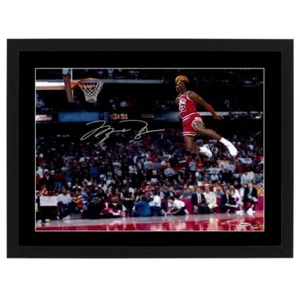 MICHAEL JORDAN DUNK BULLS SIGNED FRAMED POSTER CURRY KOBE BASKETBALL MEMORABILIA - Picture 1 of 1