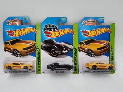 Лот из 3 2015 Hot Wheels Workshop автомобили '13 Chevy Camaro, Toyota 2000 GT Muscle M - Изображение 1 из 4
