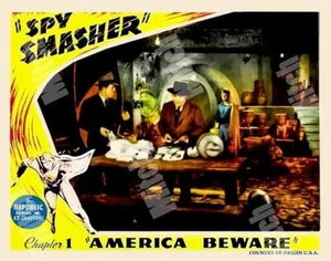 SPY SMASHER 1942 CHAPTER 1 AMERICA BEWARE - FORGED MONEY  11 X 14 LOBBY CARD - Picture 1 of 1