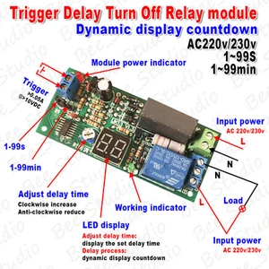 AC 220V 230V LED Display Delay Timing Timer Relay Switch Delay Turn OFF Module - Picture 1 of 2