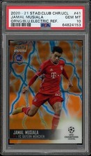 2020-21 Stadium Club Chrome UCL Jamal Musiala Orange Blue Electric /10 RC PSA 10