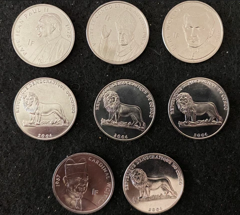 Congo D.R. 4 Coins Set POPE Francs UNC World Coins Cover