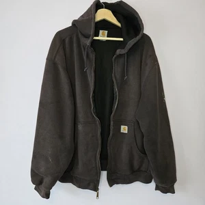Carhartt Full Zip Through Hoodie HEAVY Mens Size 2XL? XXL Black Well Worn - Picture 1 of 11
