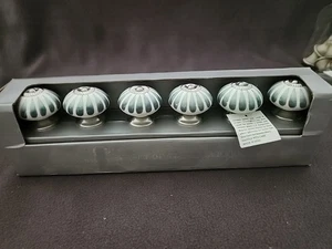 6 Decorative Cobalt Sky Blue & White Ceramic Knobs For Cabinets Or Drawers - Picture 1 of 2