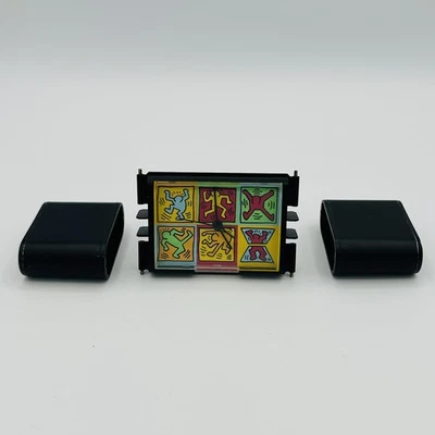 Keith Haring Pop Art Travel Alarm Clock Quartz Battery Black Colorful Dial Desk - Image 1 of 4