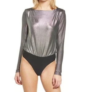4TH & RECKLESS Liberty Metallic Bodysuit Top, Size XL, (12/14) Silver, NWT - Picture 1 of 6