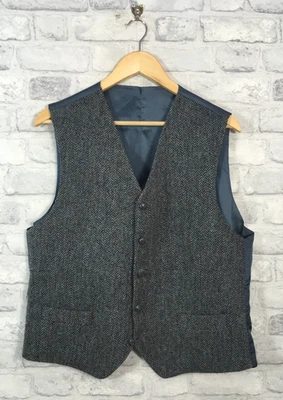 Harris Tweed Men's Grey Pure Wool Waistcoat Size L (MG140F) - Image 1 of 4
