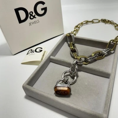 DOLCE&GABBANA Collana Catena Oro Argento Logo D&G Uomo Donna Gioielli Moda Auth - Immagine 1 di 4