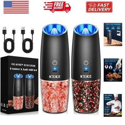 Rechargeable Pepper and Salt Grinder Set, whit Gravity Sensing Switch and LED... - Image 1 of 4