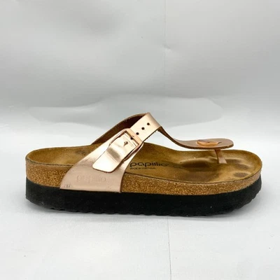 Birkenstock Papillio Womens 9 Gizeh Platform Thong Sandals Rose Gold Metallic - Image 1 of 4