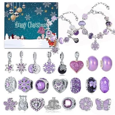 24 Days Christmas Advent Countdown Calendar 2 Bracelets DIY Jewelry Making Kit - Image 1 of 4