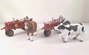 2 Vintage 1988 Case Corporation ERLT Die Cast Red Daisy Tractors/2 Farm Animals - Picture 1 of 17