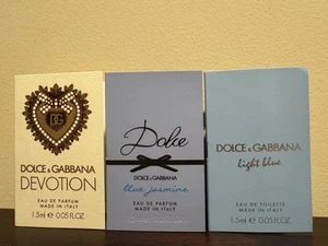 Three Dolce & Gabbana Light Blue EDT Perfume Samples 1.5 ml / 0.05 oz Each New - Picture 1 of 2