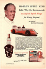 1951 Print Ad Champion Spark Plugs World's Speed KIng Ab Jenkins Race Car Record