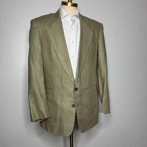 Vincenzo Italy Blazer Sport Coat 42L Mens Solid Brown 100% Linen - Picture 1 of 11