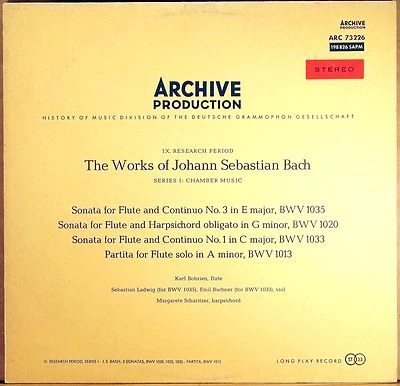 ARCHIV RED STEREO ED1 JS Bach BOBZIEN Flute Sonata SCHARITZER ARC-73226 (198826) - Image 1 of 2