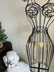 VINTAGE GOLD TIGER CHAIN LINK BELT WITH RHINESTONE EYES FASHION ANNE KLIEN 44” - Picture 1 of 7