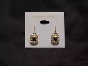 Fashion Jewelry Pierced Earrings Crystal Gold Square One Piece NEW! - Picture 1 of 2