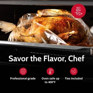 Roasting Bag Cooking Bags For Oven Turkey Cooking Bag With Ties Helps Keep Food  - Picture 1 of 6