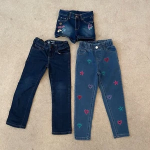 Girls Size 5 Denim Jeans Lot, 2 Pants, 1 Denim Short Size: 4 - Picture 1 of 11