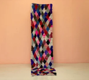 Bohemian Home Decor,Checkered Rug,BerbeHallway,Boho Runner, Ethnic Rug,2x8.8 ft - Picture 1 of 14