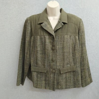 Blusa Top Koret Mujer Talla 16WP Verde Pequeña Manga Larga Con Botones Foto 1 de 4