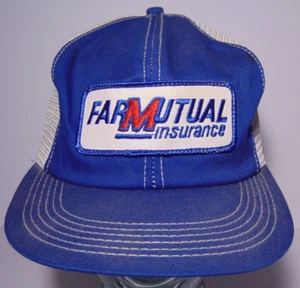 1980s Vintage FARM MUTUAL PATCH SNAPBACK TRUCKER HAT K-Products MADE IN THE USA - Picture 1 of 18