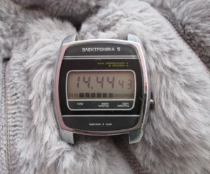 Vintage Soviet Digital LCD Armbanduhr Elektronika 5 30350 (B6-202) UdSSR - Bild 1 von 9