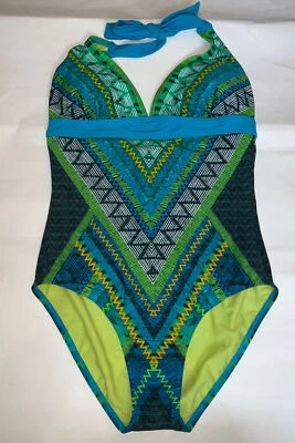 PRANA Mujer Pequeño Azul UNA Pieza Traje de Baño Halter Surf Retro LAHARI Nuevo Foto 1 de 4