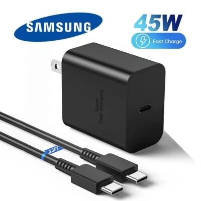 45W Super Fast Charger Cable And Plug USB-C For Samsung S20 S21 S22 S23 Ultra 5G - Image 1 of 4